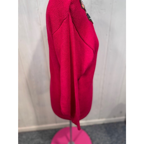 Victoria Harbour Red Beaded Sequin Sweater Large - Picture 7 of 16